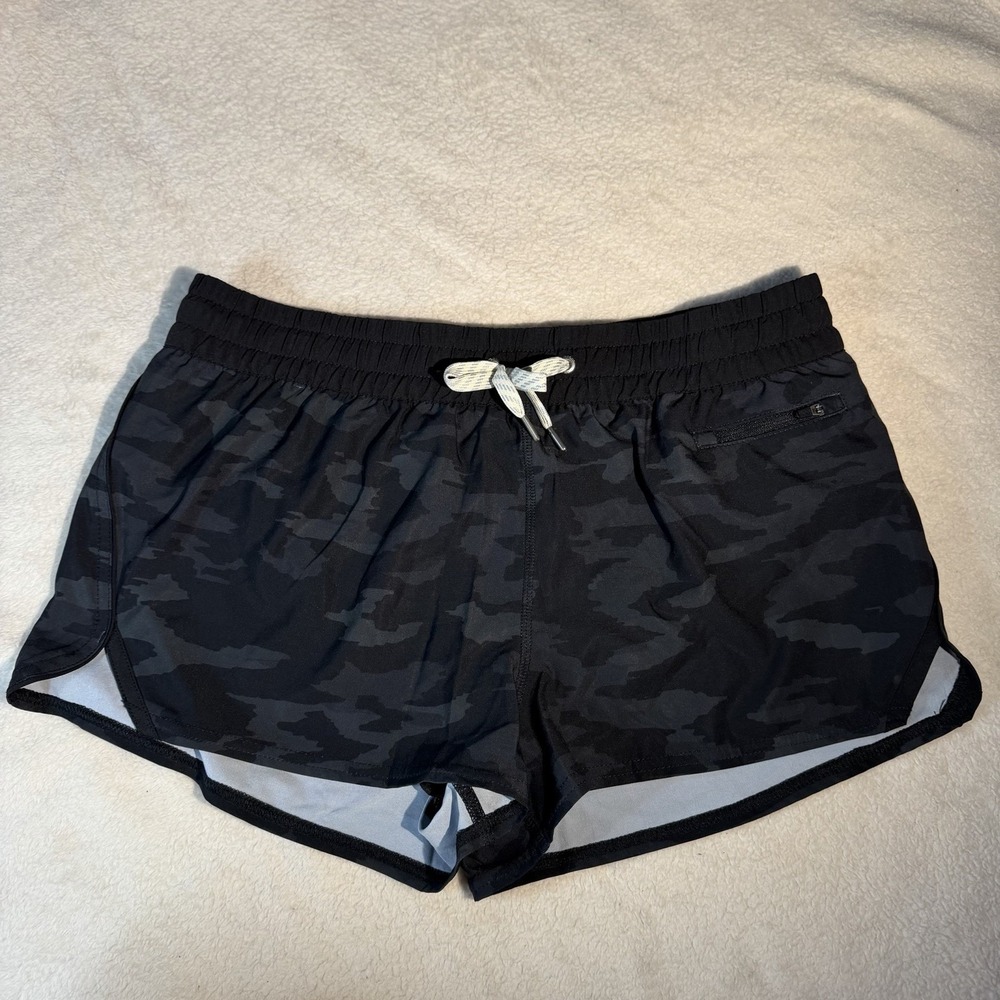Vuori Clementine Shorts Womens Sz L Black Camo 3" Lined Athletic Running Gym - Picture 1 of 8